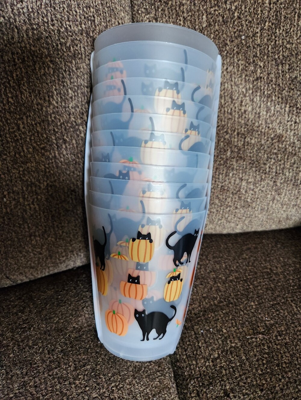 Halloween Reusable Party Cups Black Cats Pumpkins Set Of 12 16oz NWT